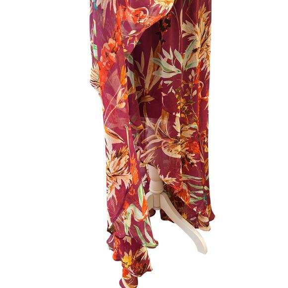 Express Tropical Flamingo Print Maxi Dress Womens Size L Beachy Summer Vacation - Picture 6 of 11